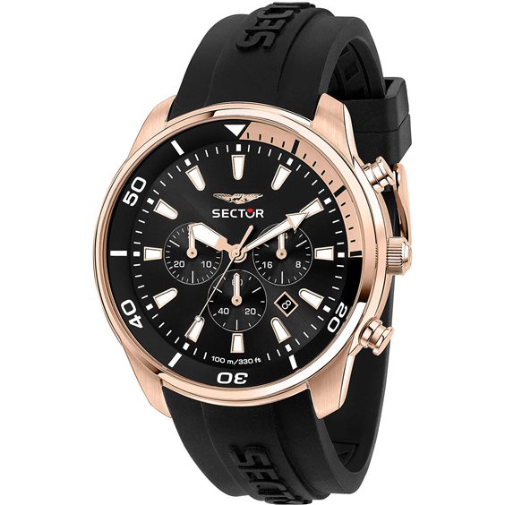 Sector No Limits Oversize Orologio Uomo R3253102027, Quarzo, Crono Data, 46mm, 10 ATM, Nero